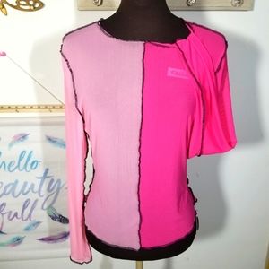 Sheer Mesh Barbiecore Colorblock Club Rave Party top by Shein xl Extra large